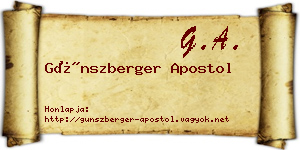 Günszberger Apostol névjegykártya